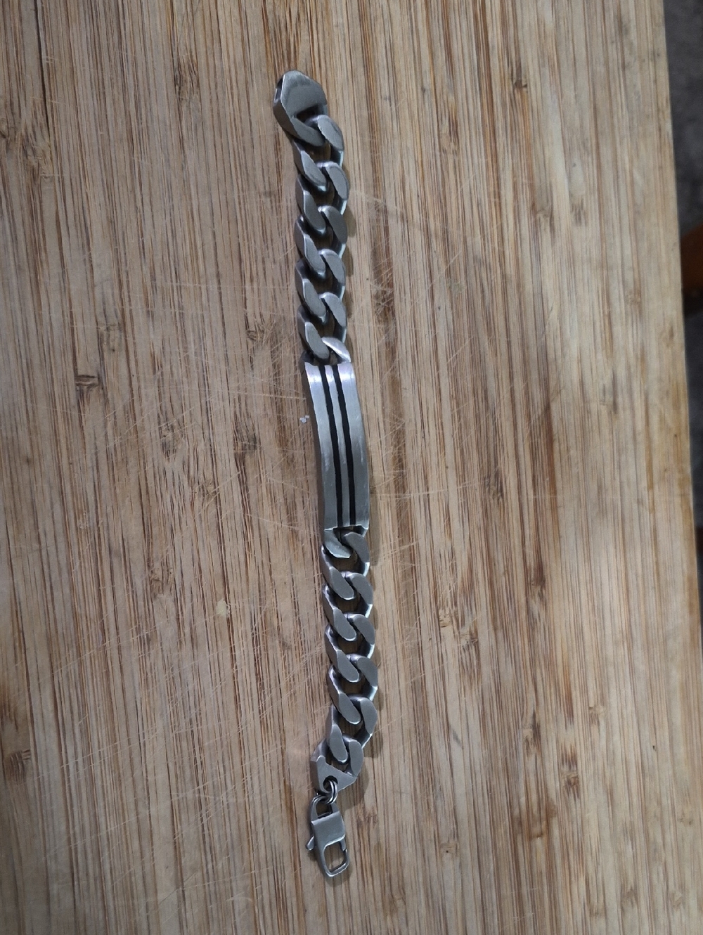 Stainless Steel Curb Chain Bracelet with Center Plate